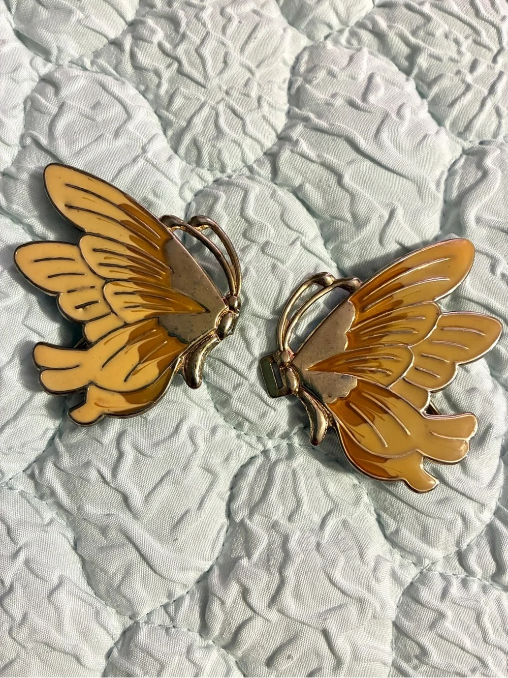 Vintage Enamel Butterfly Belt Buckle